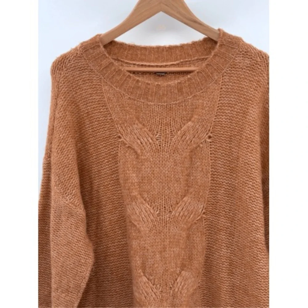 Aerie Sweater Chunky Oversized‎ Tunic Women Medium Orange Tan Long Sleeve Knit